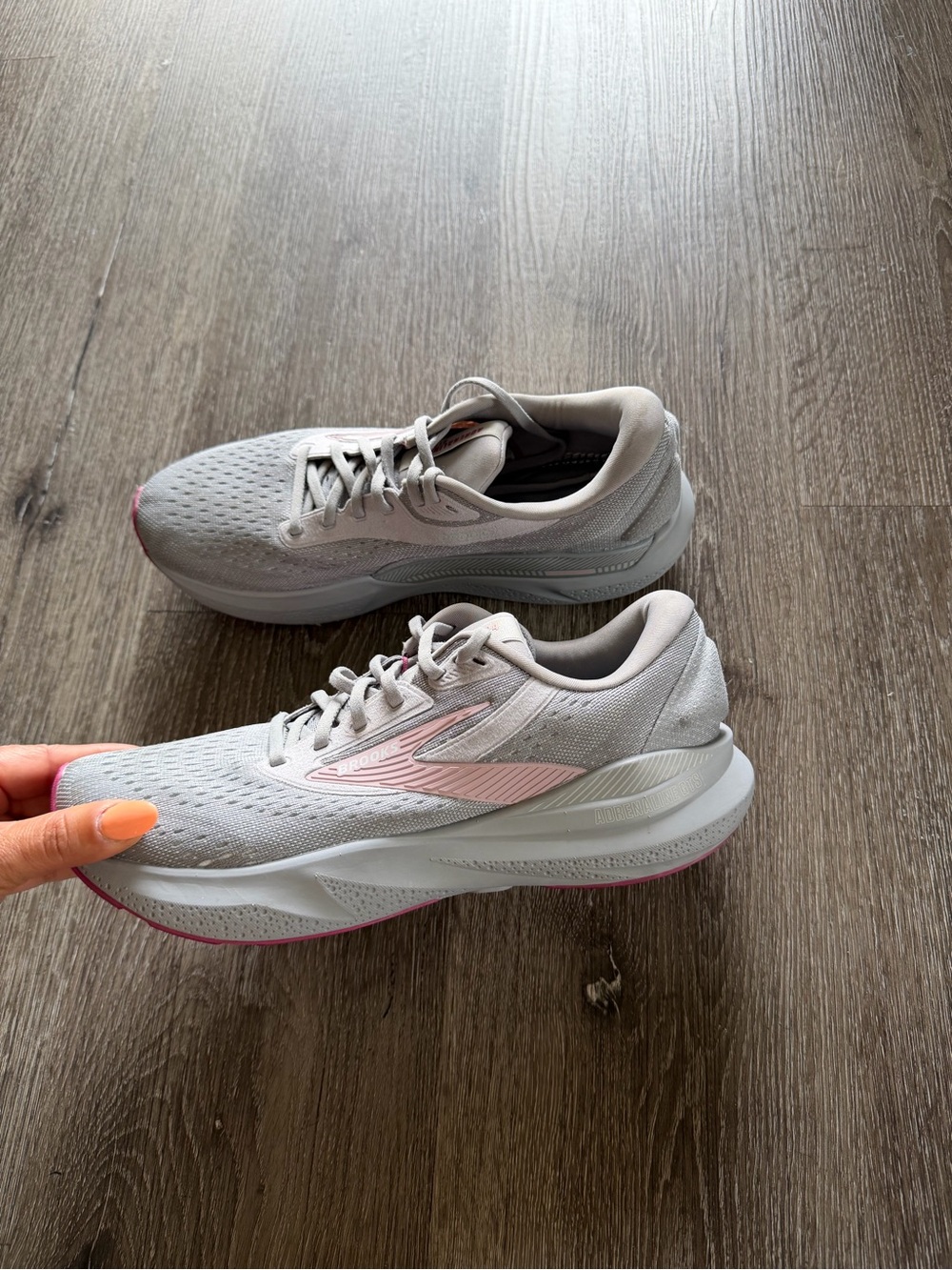 Brooks Light Gray and White Running Shoes - Picture 3 of 6